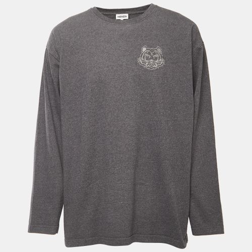 Kenzo Grey Logo Embroidered Cotton Crew Neck Sweatshirt L - Kenzo - Modalova