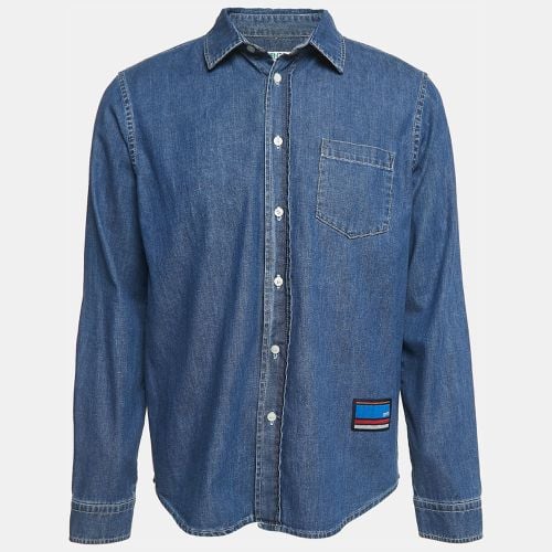 Kenzo Blue Denim Logo Patch Button Front Shirt M - Kenzo - Modalova