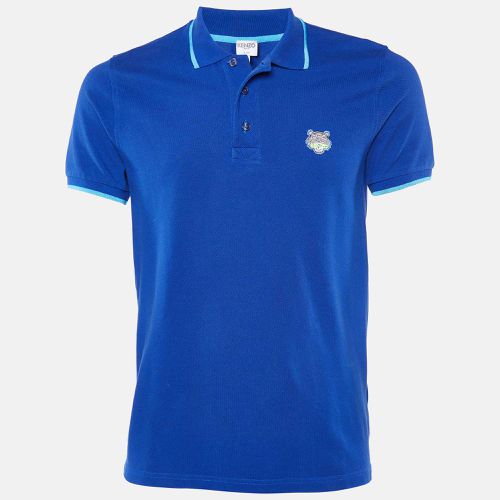 Kenzo Blue Cotton Pique Tiger Patch K-Fit Polo T-Shirt S - Kenzo - Modalova