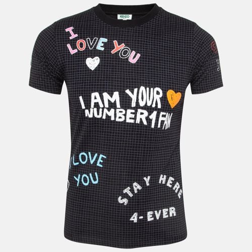 Kenzo Black ‘i Love You' Fan Sign Cotton Crew Neck T-shirt XS - Kenzo - Modalova