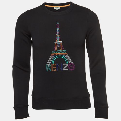 Kenzo Black Eiffel Embroidered Cotton Knit Crew Neck Sweatshirt XS - Kenzo - Modalova