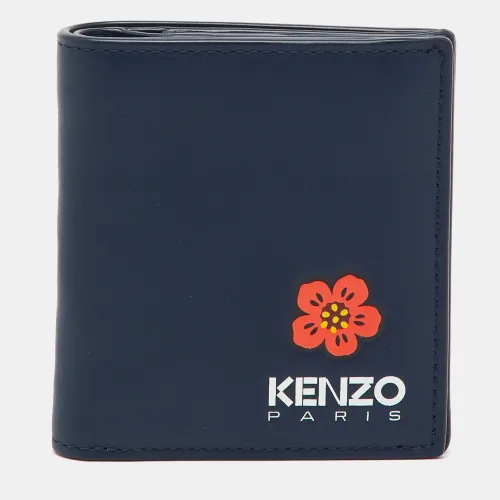 Kenzo Navy Blue Leather Boke Flower Logo Print Mini Bifold Wallet - Kenzo - Modalova