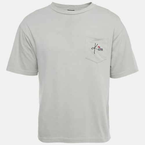 Kiton Grey Logo Embroidery Cotton Crew Neck T-Shirt S - Kiton - Modalova