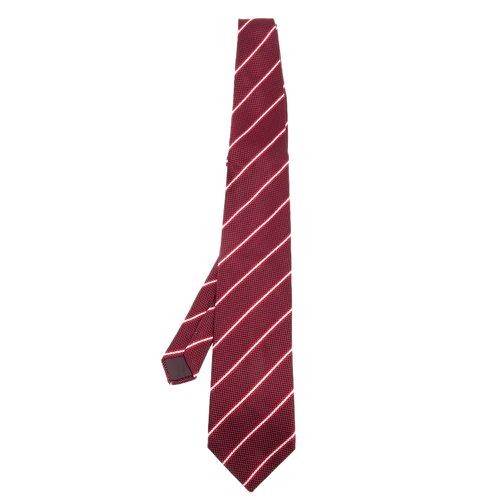 Lanvin Burgundy Striped Silk Jacquard Tie - Lanvin - Modalova