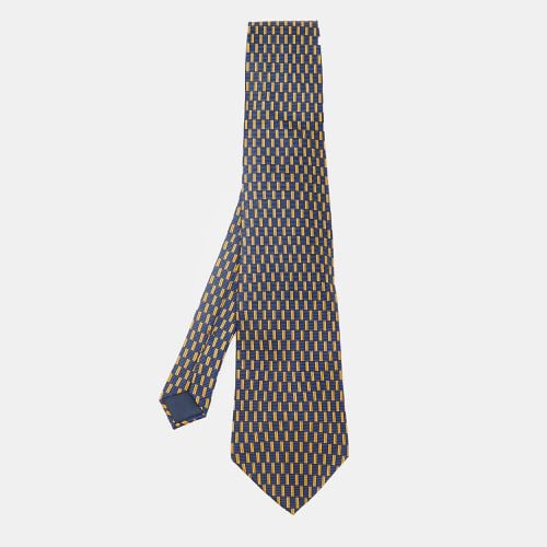 Lanvin Blue & Yellow Broken Stripe Print Silk Tie - Lanvin - Modalova