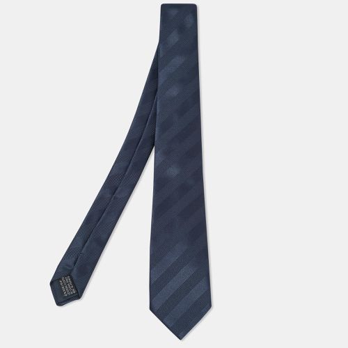 Lanvin Midnight Blue Diagonal Stripe Pattern Silk Tie - Lanvin - Modalova