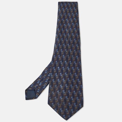 Lanvin Blue Printed Satin Silk Traditional Tie - Lanvin - Modalova