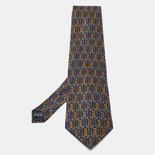 Lanvin Navy Blue Printed Satin Silk Traditional Tie - Lanvin - Modalova