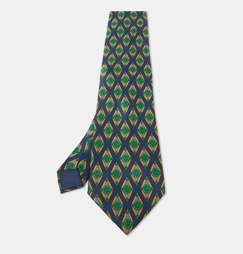 Lanvin Navy Blue Printed Satin Silk Traditional Tie - Lanvin - Modalova