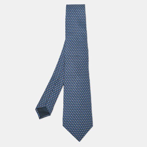 Lanvin Blue Geometric Arrow Print Silk Tie - Lanvin - Modalova