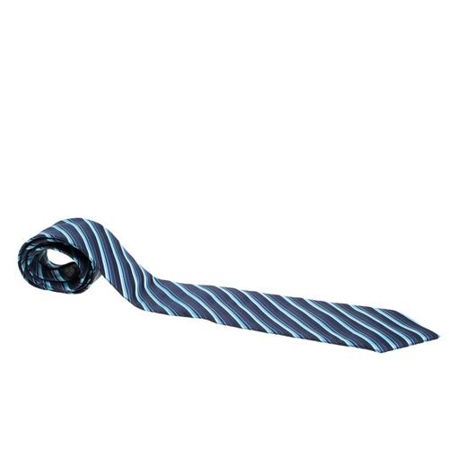 Lanvin Blue Diagonal Striped Silk Traditional Tie - Lanvin - Modalova