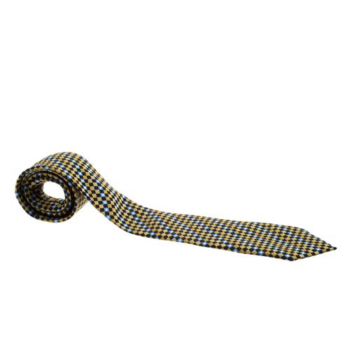 Lanvin Yellow and Blue Diagonal Checkered Silk Tie - Lanvin - Modalova