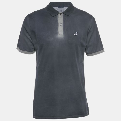 Lanvin Navy Blue Embroidered Cotton Distressed Polo T-Shirt XL - Lanvin - Modalova