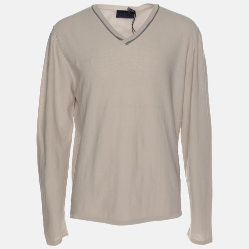 Lanvin Light Grey Cotton Knit V Neck Sweatshirt M - Lanvin - Modalova