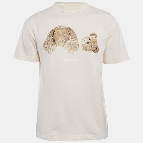 Palm Angels Cream Bear Print Cotton Oversized T-Shirt M - Palm Angels - Modalova