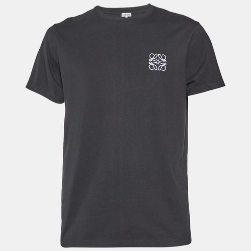 Loewe Black Anagram Embroidered Cotton Crew Neck T-Shirt M - Loewe - Modalova