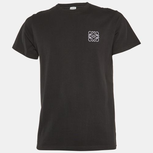 Loewe Black Anagram Embroidery Cotton Crew Neck T-Shirt M - Loewe - Modalova