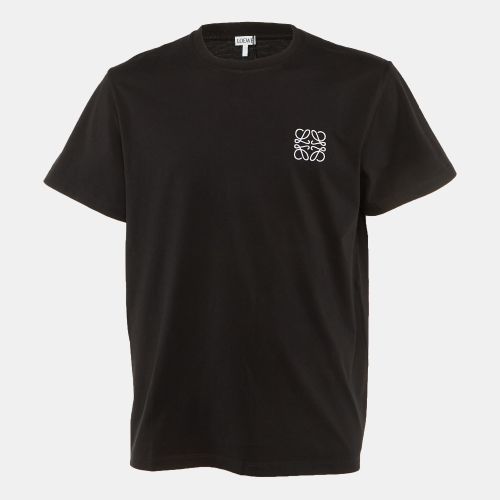 Loewe Black Anagram Embroidered Cotton Crew Neck T-Shirt M - Loewe - Modalova