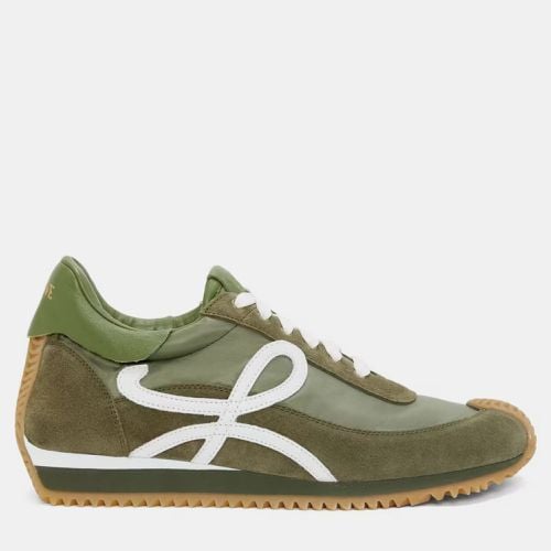 Loewe Olive/White Suede and Leather Flow Runner Low Top Sneaker EU 41 - Loewe - Modalova