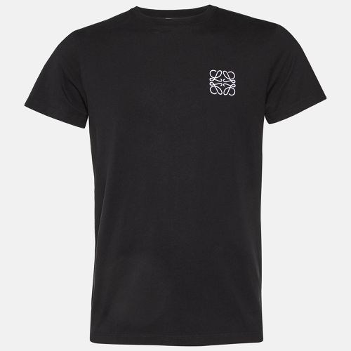 Loewe Black Anagram Embroidered Cotton Crew Neck T-Shirt S - Loewe - Modalova