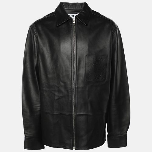 Loewe Black Leather Logo Embossed Zip Jacket M - Loewe - Modalova