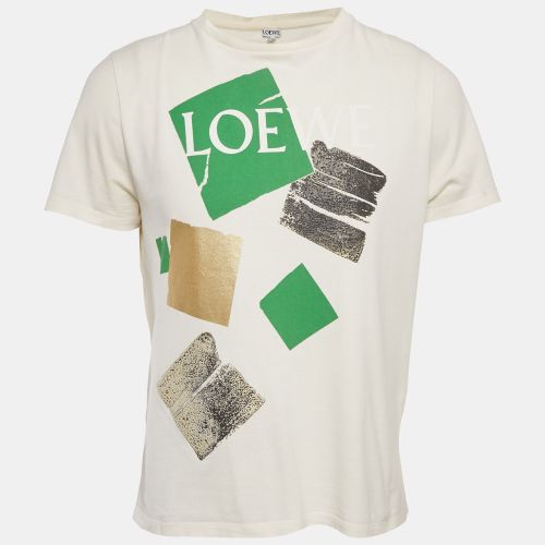Loewe White Printed Cotton Knit Crew Neck T-Shirt XL - Loewe - Modalova