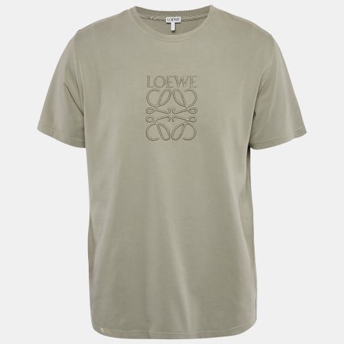 Loewe Grey Anagram Embroidered Jersey Crew Neck T-Shirt M - Loewe - Modalova