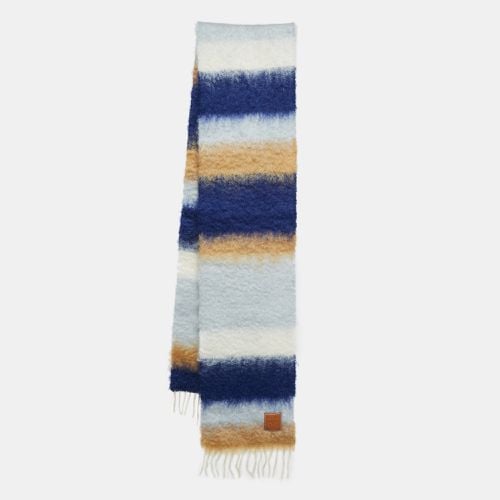 Loewe Blue/Brown Anagram Patch Striped Mohair Blend Tasseled Scarf - Loewe - Modalova