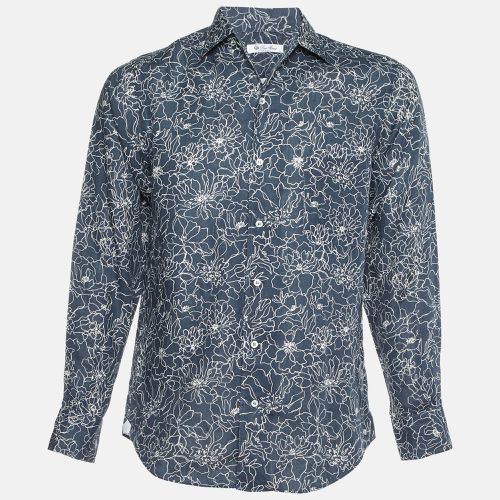 Loro Piana Blue Andre Floral Print Linen Buttoned-Up Shirt S - Loro Piana - Modalova