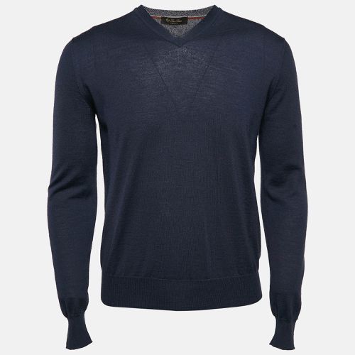 Loro Piana Blue Cashmere Knit V-Neck Sweatshirt M - Loro Piana - Modalova