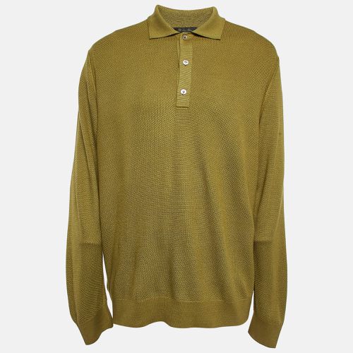 Loro Piana Olive Green Silk and Cashmere Knit Long Sleeve Polo T-Shirt 4XL - Loro Piana - Modalova