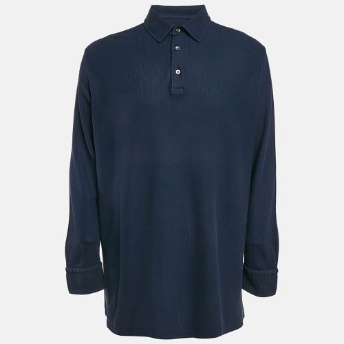 Loro Piana Navy Blue Cotton Full Sleeve Polo T-Shirt 4XL - Loro Piana - Modalova