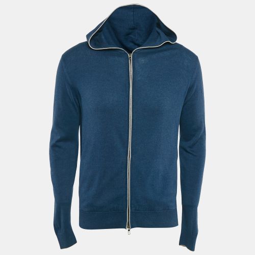 Loro Piana Blue Cashmere and Cotton Knit Hooded Leasure Bomber Jacket M - Loro Piana - Modalova