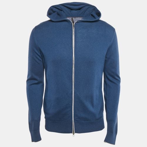 Loro Piana Blue Cashmere and Cotton Knit Hooded Leasure Bomber Jacket M - Loro Piana - Modalova