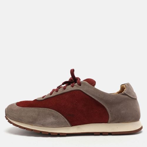 Loro Piana Grey/Burgundy Suede Weekend Walk Low Top Sneakers Size 46 - Loro Piana - Modalova