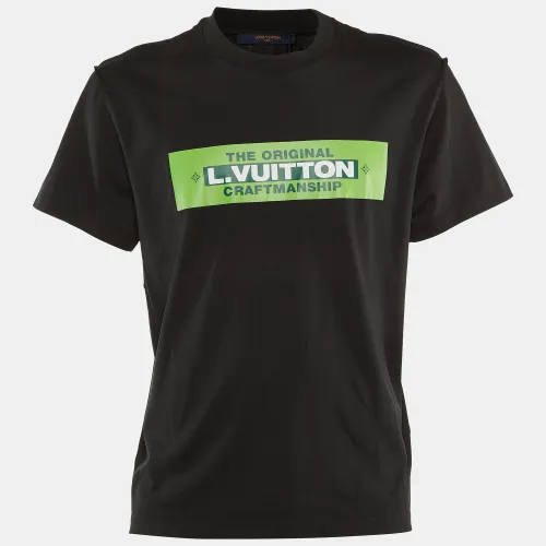 Louis Vuitton Black/Green Logo Print Cotton Crew Neck T-Shirt M - Louis Vuitton - Modalova