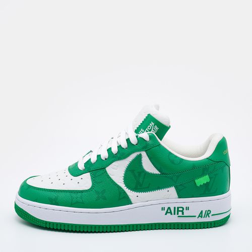 Louis Vuitton X Nike By Virgil Abloh Green/White Monogram Embossed Leather Nike Air Force 1 Low Top Sneakers Size 39 - Louis Vuitton - Modalova