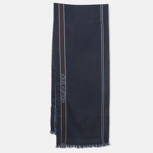 Louis Vuitton Navy Blue Damier Geant Wool Messager Scarf - Louis Vuitton - Modalova