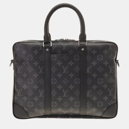 Louis Vuitton Black/Grey Leather Monogram Eclipse Porte-Docut Voyage Bag - Louis Vuitton - Modalova