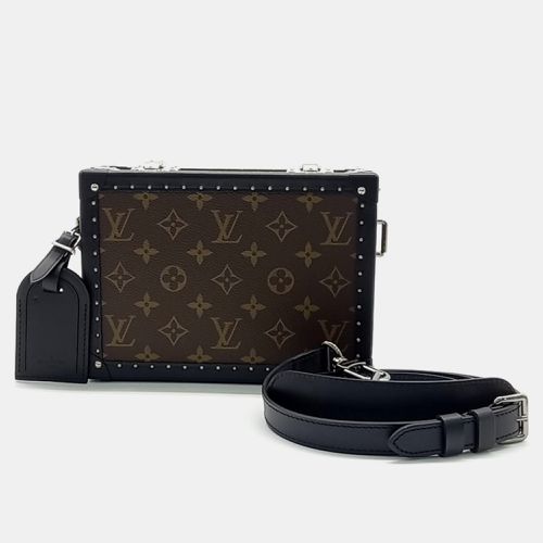 Louis Vuitton Black Brown Coated Canvas Macassar Clutch Box Bag - Louis Vuitton - Modalova