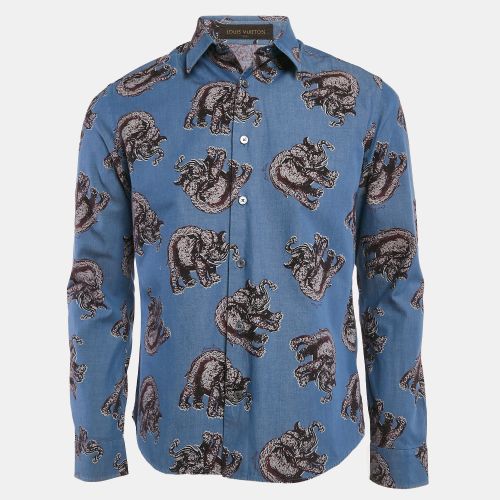 Louis Vuitton Blue Elephant Print Cotton Shirt M - Louis Vuitton - Modalova