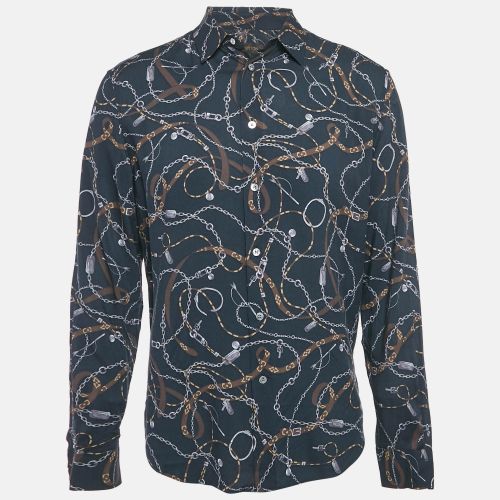 Louis Vuitton Navy Blue Twisted Chain Print Crepe Long Sleeve Shirt M - Louis Vuitton - Modalova