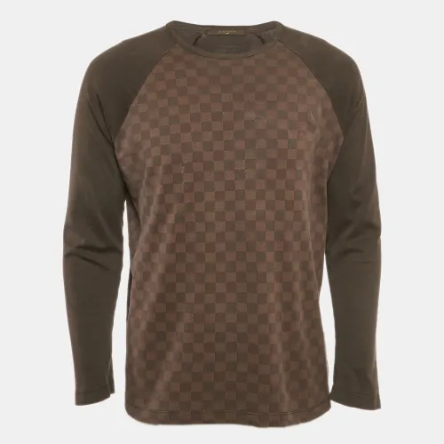 Louis Vuitton Brown Damier Print Jersey Long Sleeve T-Shirt M - Louis Vuitton - Modalova