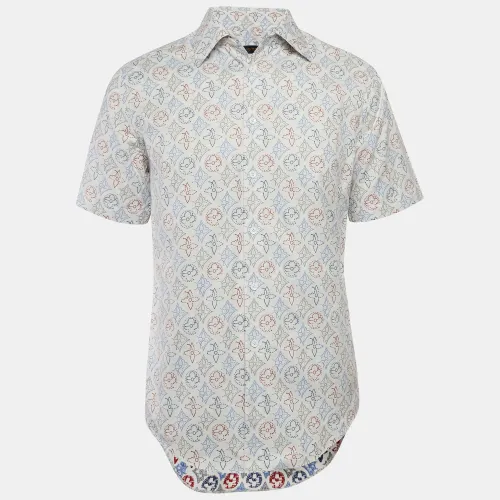 Louis Vuitton White Monogram Jacquard Short-Sleeve Shirt M - Louis Vuitton - Modalova