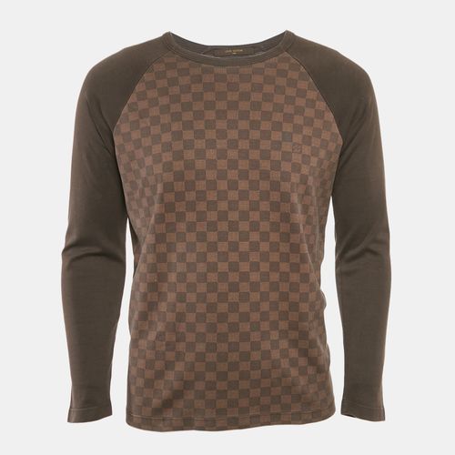 Louis Vuitton Brown Damier Ebene Print Jersey Long Raglan Sleeve T-Shirt M - Louis Vuitton - Modalova