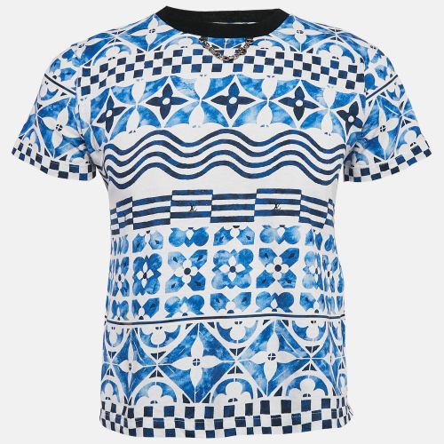 Louis Vuitton Blue Mix Monogram Print Cotton Crew Neck T-Shirt S - Louis Vuitton - Modalova