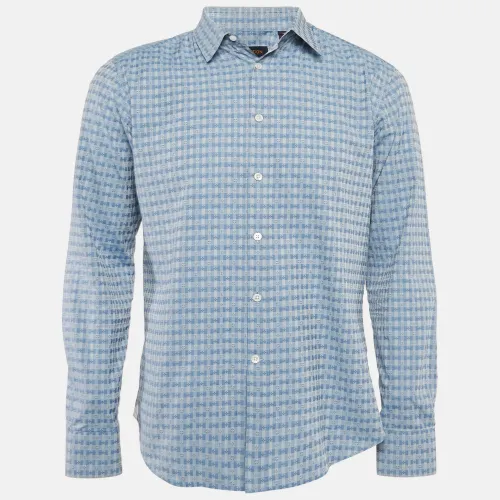 Louis Vuitton Blue Checkered Monogram Dobby Cotton Button Front Shirt M - Louis Vuitton - Modalova