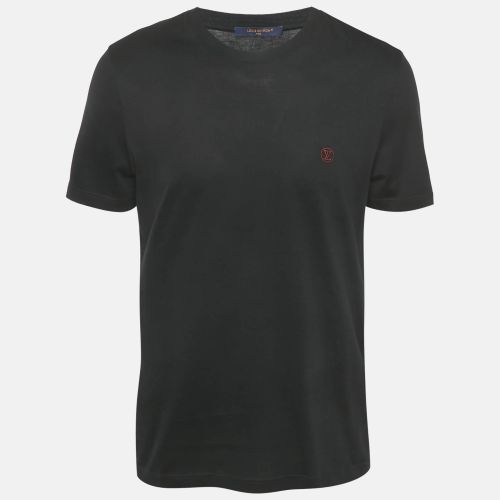 Louis Vuitton Black Logo Embroidery Cotton Crew Neck T-Shirt M - Louis Vuitton - Modalova