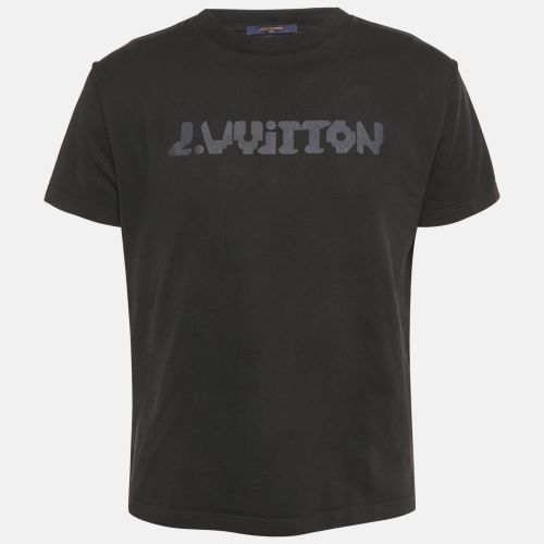 Louis Vuitton Black Logo Print Jersey Crewneck T-Shirt M - Louis Vuitton - Modalova