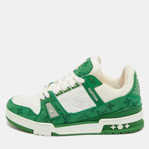 Louis Vuitton Green/White Denim and Leather LV Trainer Lace Up Sneakers Size 41.5 - Louis Vuitton - Modalova